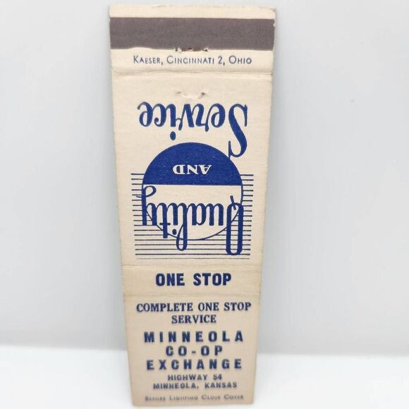 Vintage Matchcover Minneola Co-Op Exchange Mineola Kansas - Picture 1 of 1